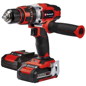 Trapano avvitatore a impulsi a batteria Einhell TE-CD 18/48 Li-i USB con batteria, caricabatterie e adattatore USB.