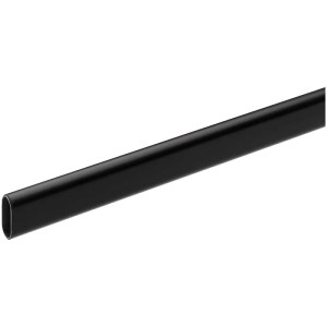 Barre de penderie Hettich ovale noire en acier, 1 m de long, pour charges lourdes.