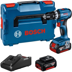 Bosch Professional GSB 18V-45 trapano avvitatore a percussione con batterie, caricabatterie e L-Boxx.