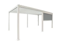 Colibri Sichtschutz ausziehbar Aluminium Grau-Weiss 2,4 x 3 m