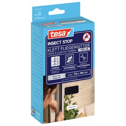 Tesa Zanzariera per finestre con velcro Comfort Antracite 180 x 170 cm