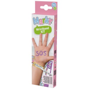 Marky SOS-Armbänder (10 Stk.) mit wasserfestem Stift. Sicherheitsarmbänder für Kinder, beschreibbar.