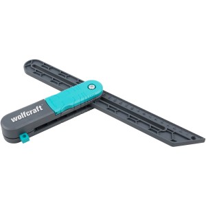 Fausse équerre wolfcraft avec fonction de traçage pour mesurer et transférer les angles.