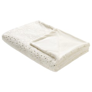 Coperta beige (150x200 cm) con motivo a stelle per divano o letto.