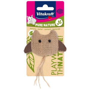Vitakraft Hibou Pure Nature jouet pour chat en jute avec cataire, convient aux chats de tous âges.