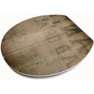 Sedile WC Sanitop-Wingenroth Wanted con decoro legno e chiusura ammortizzata.