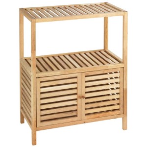 Étagère de salle de bain Norway en noyer avec 2 portes et 2 compartiments ouverts, 86x67,5 cm.