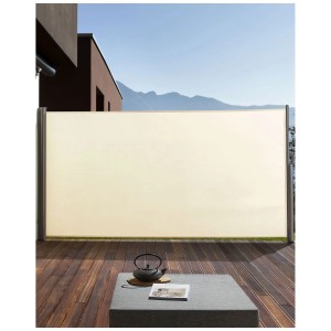 Tenda laterale beige Beliani Dorio, estensibile fino a 160x300 cm, per balcone e patio.