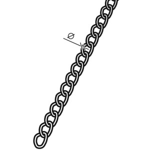 Chromfarbene Conacord Panzerkette aus Stahl, gedreht, 3,4 mm Durchmesser, als Meterware.