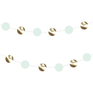 I Am Creative Girlande mit Kreisen in Mint und Gold, 3 m Länge.