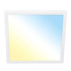 Plafonnier LED Briloner Kada blanc et plat avec température de couleur réglable.