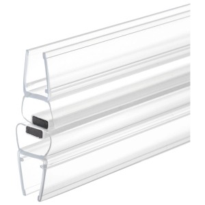 Transparente Magnet-Duschtürdichtung für Glasduschen, 2 Profile mit Magneten. Duschzubehör für 180° Schließkante.
