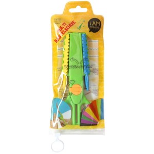 Hellgrüne Multi-Bastelschere 16 cm mit auswechselbaren Konturen für kreative Papierarbeiten.