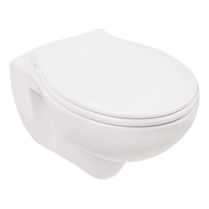 Sanitop-Wingenroth WC sospeso, senza brida, bianco, con sedile soft-close.
