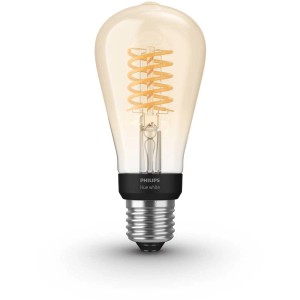 Lampadina LED Philips Hue White Filament Edison E27, design vintage trasparente.