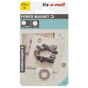 Billes magnétiques Fix-o-moll en néodyme, Ø 5 mm, argent, lot de 8 pour panneaux d'affichage.