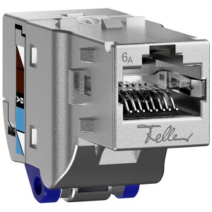 Modulo di connessione Feller Easynet RJ45 S-One, Categoria 6A, per interruttori e pulsanti.