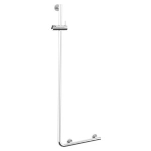 Barre d'appui Tiger Boston 90° polie avec support de douche gauche pour plus de sécurité dans la salle de bain.