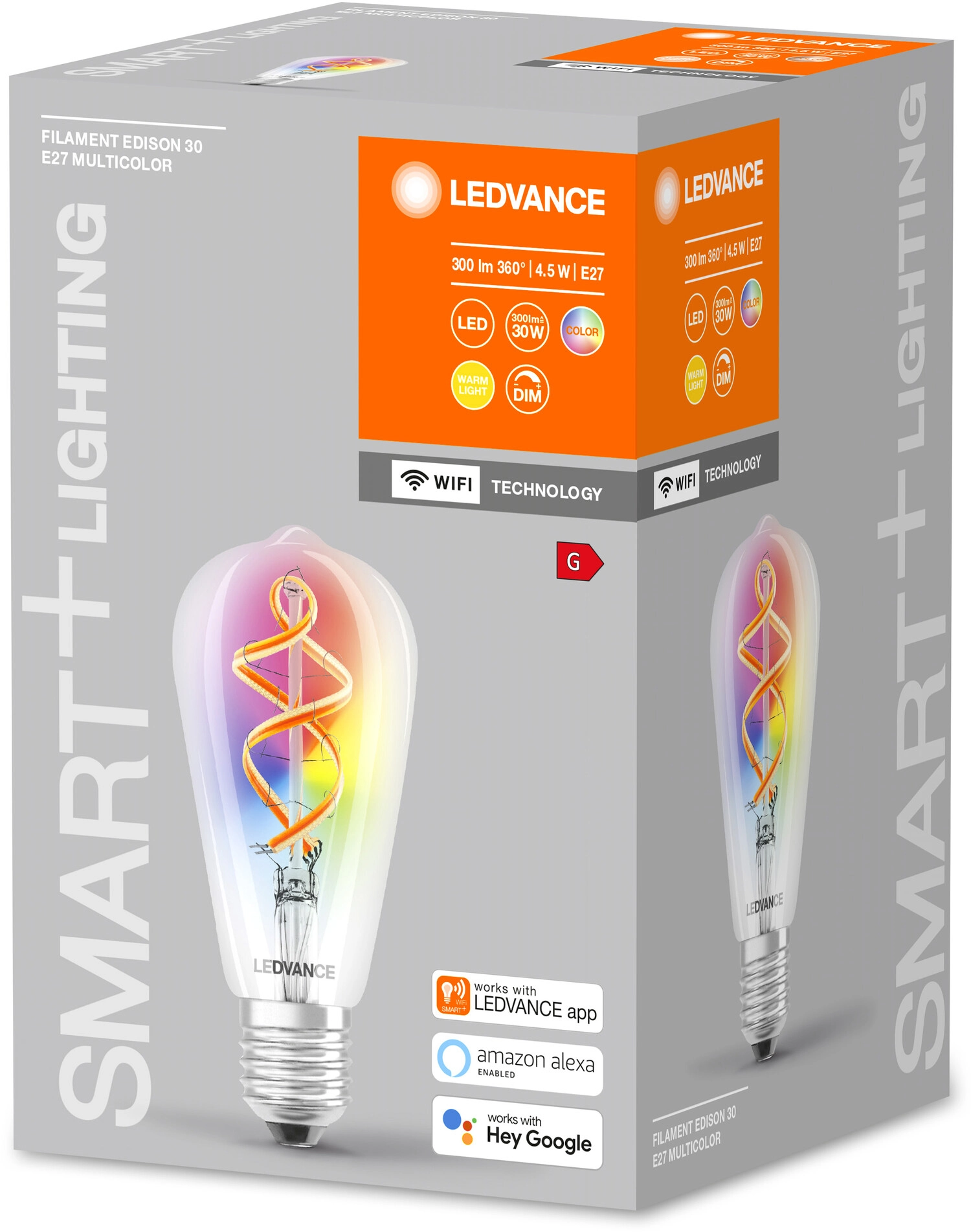 Ledvance Smart+ Ampoule LED Wifi Edison Filament E27 RGBW 4,5 W / 300 lm