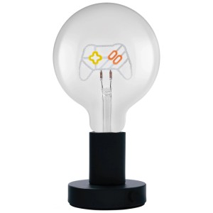 Lampada da tavolo a LED Osram nera con motivo controller di gioco nella lampadina.
