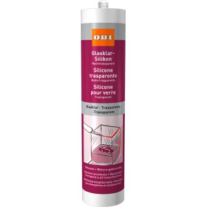 Cartuccia di silicone trasparente OBI, 310 ml. Ideale per vetro e alluminio.