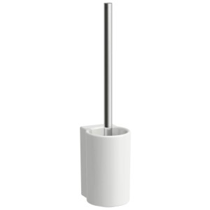 Laufen Val WC-Bürstengarnitur aus weisser Sanitärkeramik, wandhängend, mit glänzendem Design und Bürste.