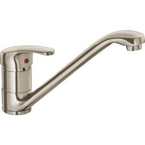 Mitigeur de cuisine baliv KI-5093 aspect inox, robinet mélangeur avec bec pivotant.