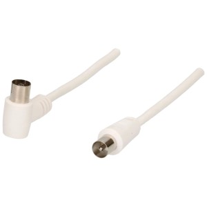 Cavo antenna Schwaiger bianco, 5 m, con connettore angolato per connessione audio e video.