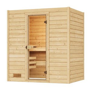Sauna en bois massif Weka Valida avec porte en verre, épicéa naturel. Sauna sans poêle.