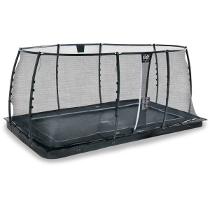 Trampolino interrato rettangolare nero EXIT Dynamic 244x427 cm con rete di sicurezza.
