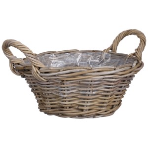 Cesto rotondo grigio Mica Decorations Marcia (Ø 35 cm) in rattan, ideale come vaso di fiori.
