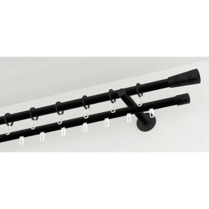Terminali Gardinia Chicago Cylinder, Ø 20 mm, nero opaco, confezione da 2 per set di bastoni per tende.