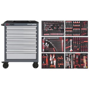 Servante d'atelier Kraftwerk BT700 Pro avec 8 tiroirs et assortiment d'outils.