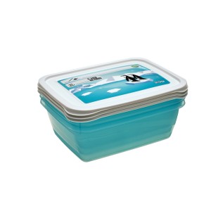 Keeeper Contenitori freezer Mia, set da 3, Polar Ice Blue, 1.25 l, con coperchio scrivibile.