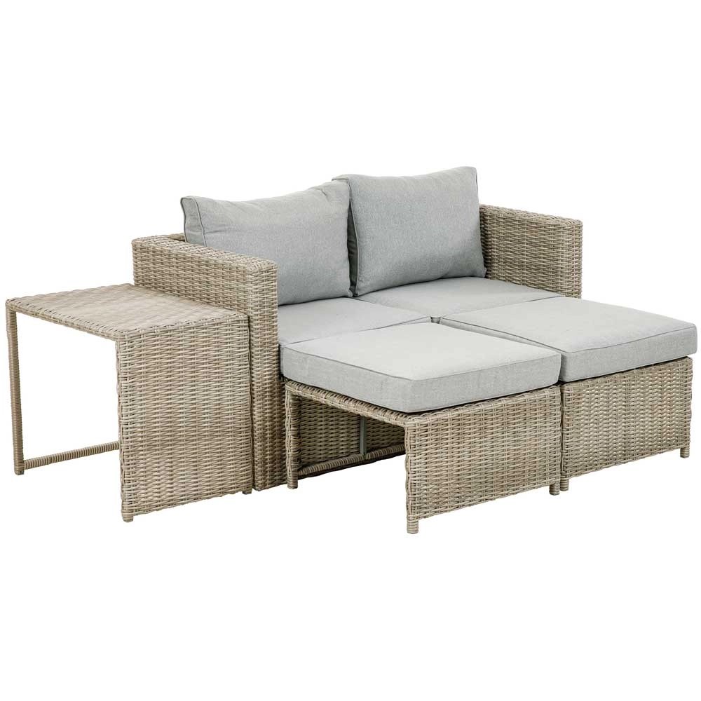 Greemotion Gartenmöbel LoungeSet Olea Mini Polyrattan Sand 5tlg