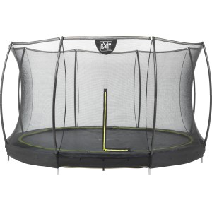 Trampolino interrato nero EXIT Silhouette D366cm con rete di sicurezza.