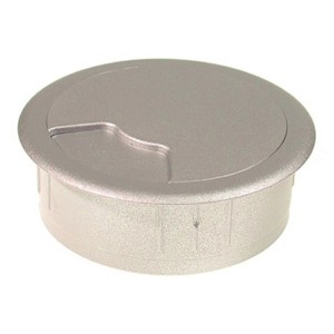 Silberne Q-Lab Kabeldurchführung Easy-Duct-60K16 für Möbel.