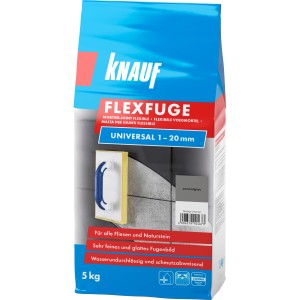 Knauf Flexfuge Universal Grigio Cemento 5kg: Malta per fughe flessibile per piastrelle e pietra naturale, ideale per interni ed esterni.