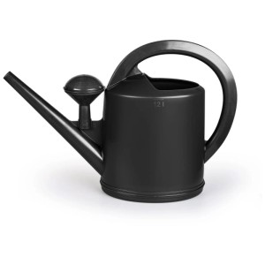 Arrosoir anthracite recyclé 12L avec pomme d'arrosage et poignée ergonomique.