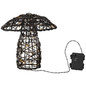 Lanterne solaire LED noire Otto en forme de champignon, plastique, 26x27x27 cm, pour extérieur.