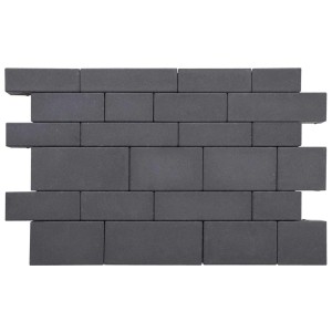 Pavés Kann Parchetto couleur graphite en pose à joints croisés pour terrasse et allée.