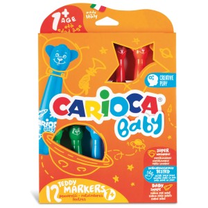 Carioca Baby Fasermaler Teddy, 12 Stk. Stifte mit Teddy-Motiv für Kinder ab 1 Jahr.