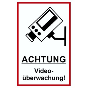 Panneau d'avertissement Attention vidéosurveillance, 30x20 cm, pour signaler les zones vidéosurveillées.
