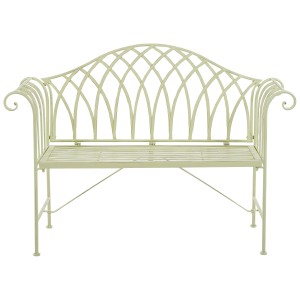 Banc de jardin Beliani Milazzo en métal vert clair style vintage.