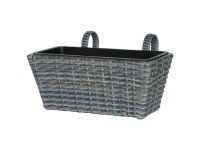 Pflanzkasten mit Halter Polyrattan Anthrazit-Beige (HxBxT) 22 x 28 x 40 cm