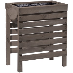 Letto rialzato in legno antracite con pellicola, 58x71x36 cm, per erbe e fiori.