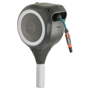 Gardena RollUp S 15m, box per tubo da giardino con tubo e lancia su picchetto.