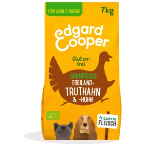 Edgard & Cooper alimento secco per cani tacchino e pollo bio Adult, sacco da 7kg.
