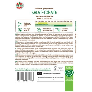 Sperli Graines de tomate à salade Harzfeuer pour 15 plantes, emballage.