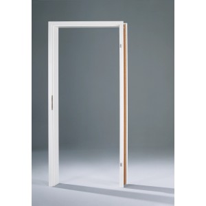 Telaio porta bianco CPL opaco, 80x203 cm, battuta a destra per spessore parete 26,6-28,6 cm.